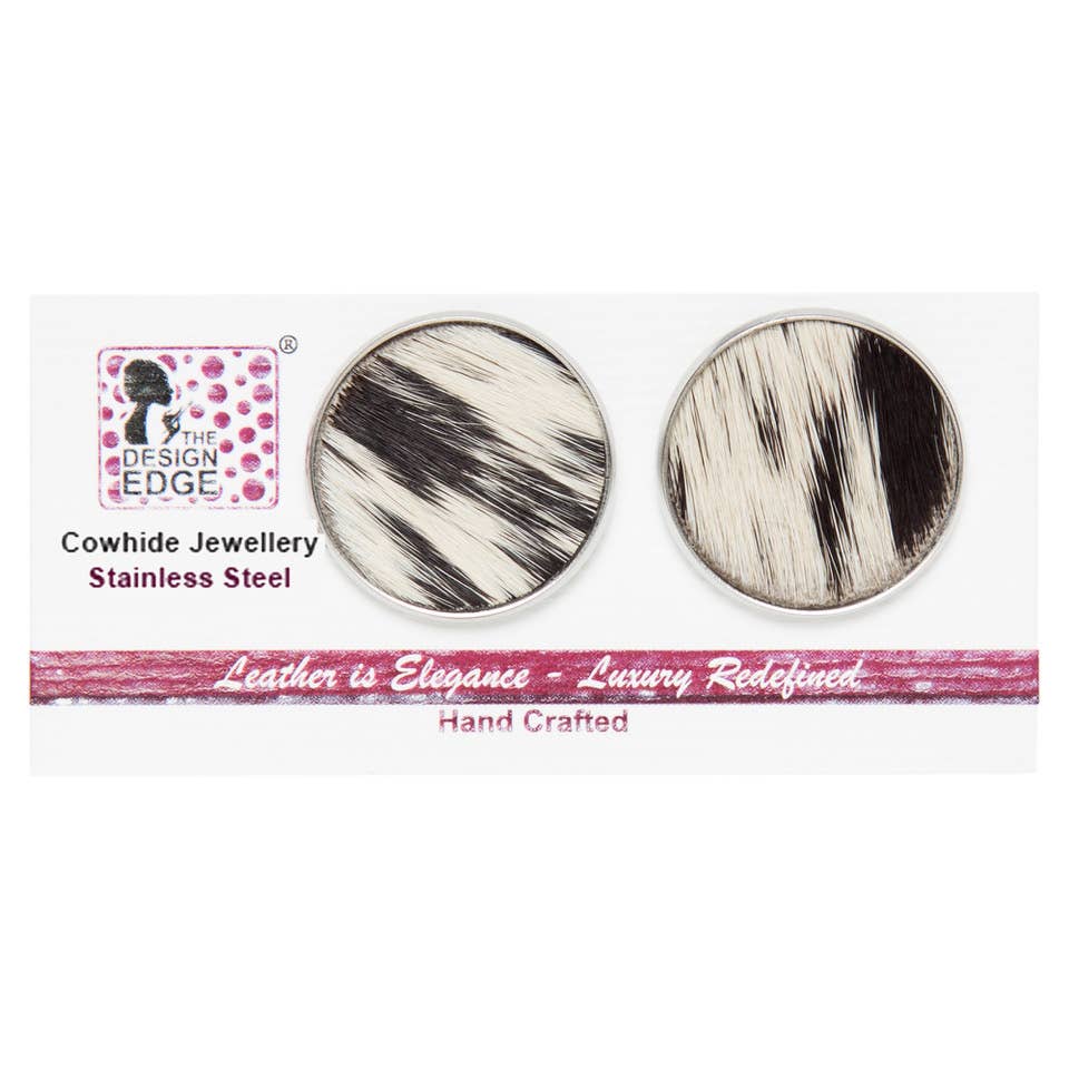 Uganda - Stud Earrings - Cowhide 20MM Stainless Steel - Image 3